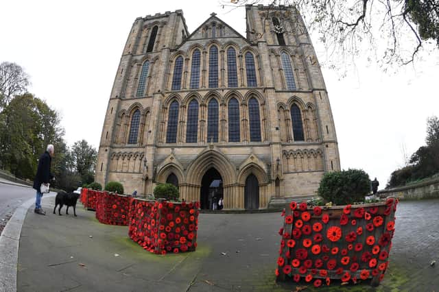 Poppies decorate planters outside Ripon Cathedral
Picture Gerard Binks