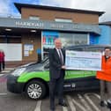David Whan of It's Clean Ltd, Harrogate, with Robyn Precious of Harrogate Hospital & Community Charity (HHCC)