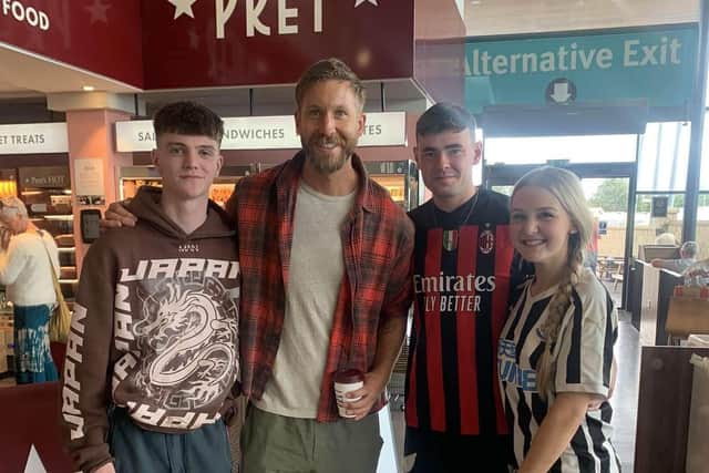 Livvy Elder and friends with Calvin Harris