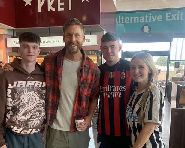 Livvy Elder and friends with Calvin Harris