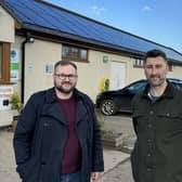 Councilor Alan Lamb &amp; Local Renewable Services MD Danny Warden at the Grange Park Solar switch-on