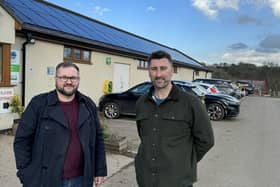 Councilor Alan Lamb &amp; Local Renewable Services MD Danny Warden at the Grange Park Solar switch-on