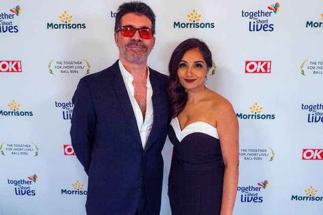 Harrogate charity campaigner and grieving mum Manraj Sanghera with Simon Cowell of The X Factor at the annual Together for Short Lives fundraising ball in London. (Picture contributed)