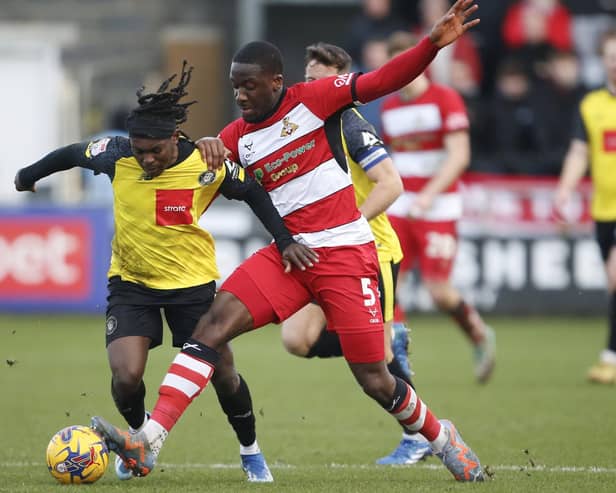 One of Abraham Odoh's most memorable goals for Harrogate Town came in their 3-1 home win over Yorkshire rivals Doncaster Rovers. Picture: Paul Thompson/ProSportsImages