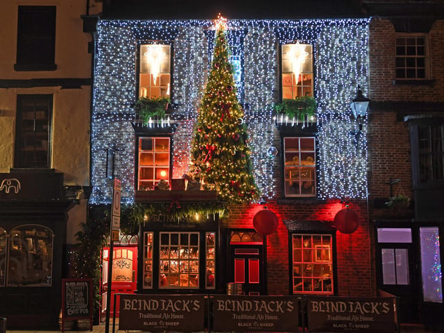 Blind Jack's pub lit up for Christmas