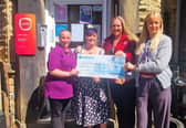 Isabel Ball (right) from St Michael’s Hospice receives a cheque from (left to right) Toni Cooper (Partou Woodlands Harrogate), Bambi Wainright (Partou Little Dragons) and Vicky Gildea (Partou Safehands)