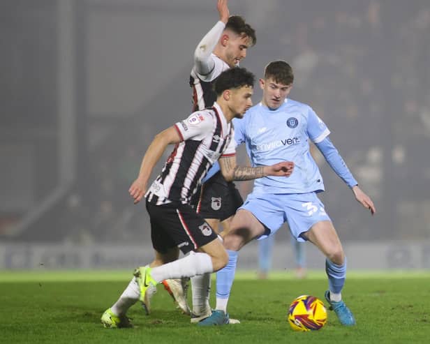 Jack Bray in action for Harrogate Town against Grimsby Town on Boxing Day 2024. Picture: Matt Kirkham