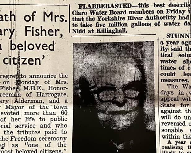 When Mary Fisher MBE died in 1972, she made front page news in The Harrogate Herald - the Wednesday 1st March 1972 edition.