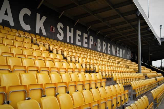 The new-look Black Sheep Brewery Stand at Harrogate Town's EnviroVent Stadium. Picture: Harrogate Town AFC