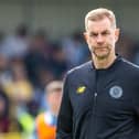 Harrogate Town manager Simon Weaver was far from happy as he headed into the home changing room during the half-time interval of Saturday's League Two clash with Grimsby. Pictures: Jez Tighe/ProSportsImages