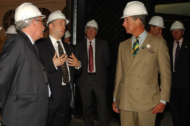 Prince Charles visits the Royal Hall in Harrogate to inspect the restoration work in 2007.
