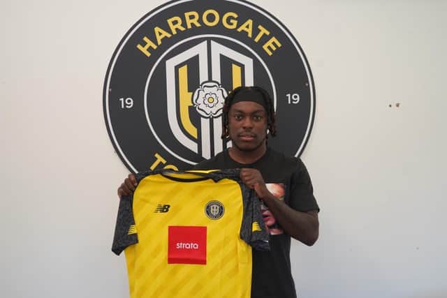 Abraham Odoh has been handed the number nine shirt by the Sulphurites. Picture: Harrogate Town AFC