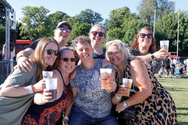 Crowds at the beer festival enjoy the weekends fortunate forecast of blazing sunshine.