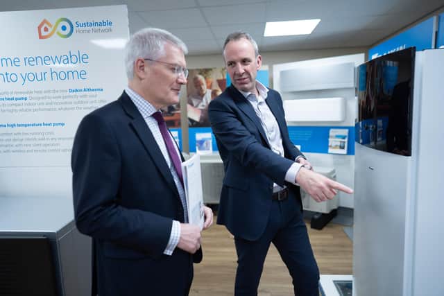 Andrew Jones MP for Harrogate and Knaresborough at the Daikin Home Centre, Harrogate with Iain Bevan, Commercial Manager.