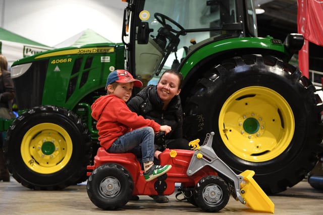 Pictured: Four year old Spencer Willan on a toy tractor at this year's incredible show.
