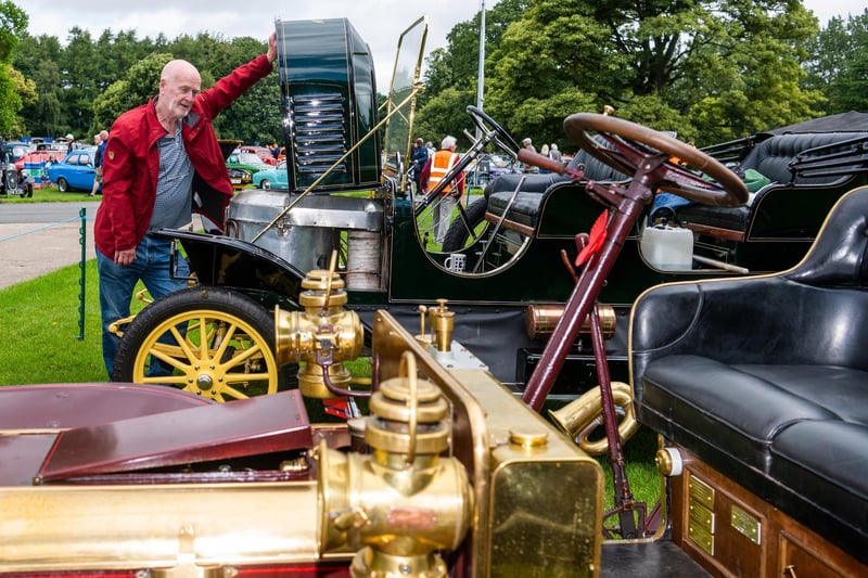 John Rhodes, of Doncaster, with his 1911 Stanley steam car