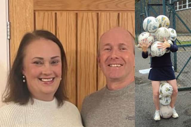 Pictured left: Helen Mackenzie and her husband John Mackenzie. On the right, Helen Mackenzie as a former PE teacher.