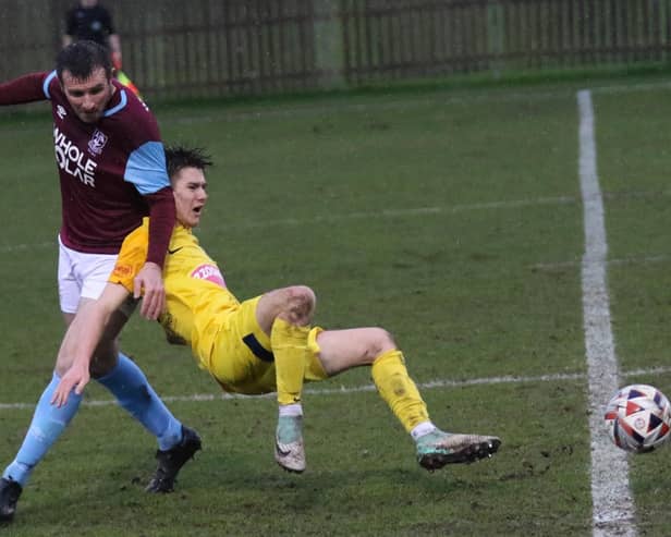 Tadcaster Albion suffered a 2-0 defeat on the road at NCEL Premier Division leaders Emley AFC. Picture: Craig Dinsdale