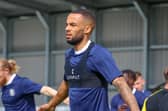 Harrogate Town's Warren Burrell warms up ahead of his side's recent League Two defeat at Sutton United. Pictures: Matt Kirkham