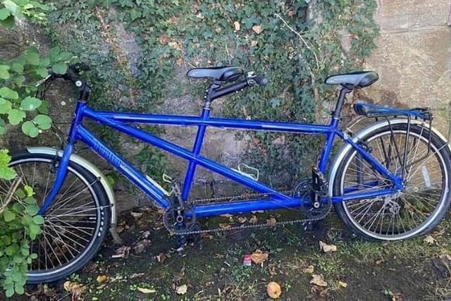North Yorkshire Police are appealing for witnesses and information after a blue tandem bicycle was stolen during a burglary in Knaresborough