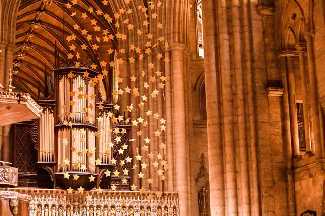 The stars which decorated the cathedral were stitched by Ripon Poppy Project to symbolise the incredible work of individuals.