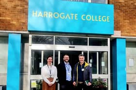 Mayoral candidate David Skaith, right, praised Harrogate College’s plans to transform the education and economic landscape in North Yorkshire after meeting Nicola Johnson and Danny Wild. (Picture contributed)
