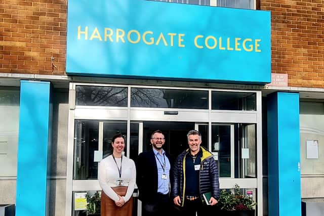 Mayoral candidate David Skaith, right, praised Harrogate College’s plans to transform the education and economic landscape in North Yorkshire after meeting Nicola Johnson and Danny Wild. (Picture contributed)