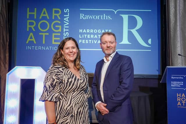 Raworths Harrogate Literature Festival organisers and sponsor - Sharon Canavar, Harrogate International Festivals chief executive and Raworth’s managing partner, Simon Morris.