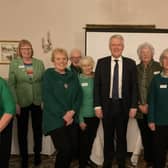 Harrogate and Knaresborough MP Andrew Jones visit a meeting of Soroptimist International with Val Hills, President of Soroptimist International of Harrogate, pictured second from left.