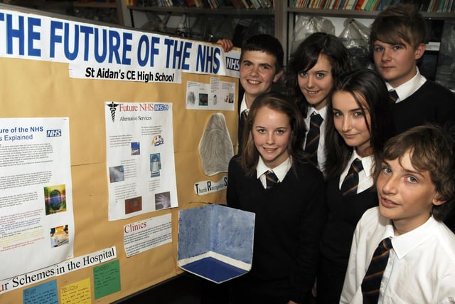 Pupils from St Aidan's Church of England High School who won a competition to create their vision of a hospital for the future in 2008