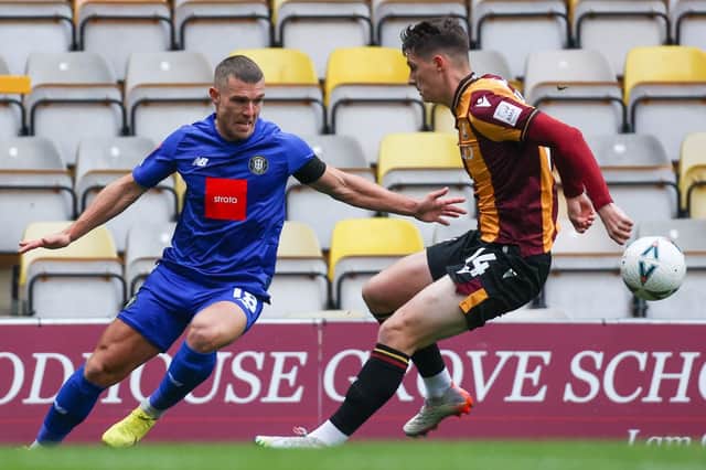 Harrogate Town beat Yorkshire rivals Bradford City 1-0 at Valley Parade to seal their progress into the second round of the FA Cup. Pictures: Matt Kirkham