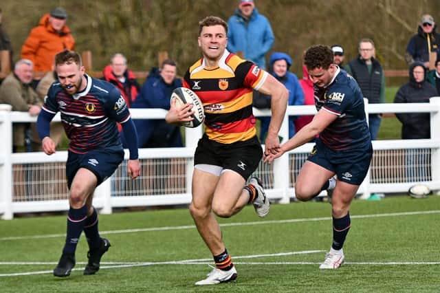 Harrogate RUFC took over at the top of the North One East table after beating Doncaster Phoenix 54-26 on Good Friday. Picture: Daniel Kerr
