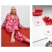 SET OF TWO COUPE GLASSES £15 / UBERSTAR DOUBLE SPIRIT MEASURE £9 / UBERSTAR COCKTAIL STRAINER £14 / UBERSTAR ESPRESSO MARTINI COCKTAIL GIFT SET £39.99; and PJ TOP £15 / PJ BOTTOMS £15.