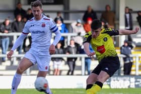 Kian Harratt in FA Trophy action for Harrogate Town against AFC Fylde during the 2019/20 season. Picture: Matt Kirkham