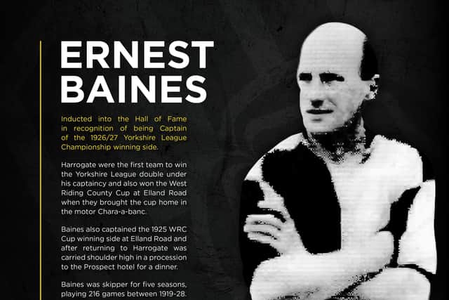 Football legend Ernest Baines, who was captain of the 1926/27 Yorkshire league championship winning side, is being inducted into the Harrogate Town hall of fame. (Picture contributed)