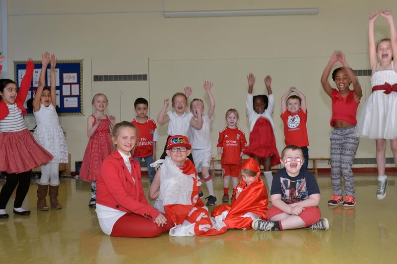 Back to 2015 and these Lynnfield Primary School pupils were dressed in red and white for St. Georges Day.  Can you spot someone you know?