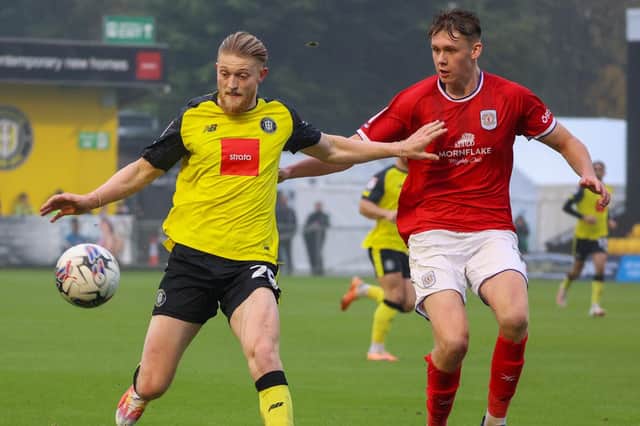Luke Armstrong's most recent League Two appearance for Harrogate Town came during a 1-0 home defeat to Crewe Alexandra on October 28. Pictures: Matt Kirkham