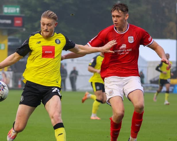 Luke Armstrong's most recent League Two appearance for Harrogate Town came during a 1-0 home defeat to Crewe Alexandra on October 28. Pictures: Matt Kirkham