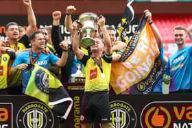 Josh Falkingham has led Harrogate Town to two promotions and three pieces of silverware during his time as club captain. Picture: Matt Kirkham