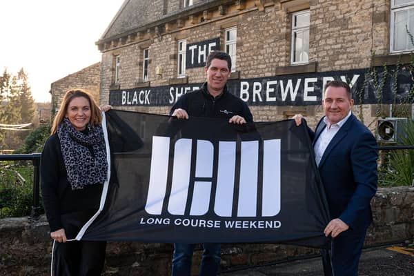 North Yorkshire brewery becomes beer sponsor of England’s very first ‘Long Course Weekend’ - Black Sheep Brewery CEO Charlene Lyons, Executive Director Jo Theakston, Founder of LCW Matthew Evans. (Picture contributed)