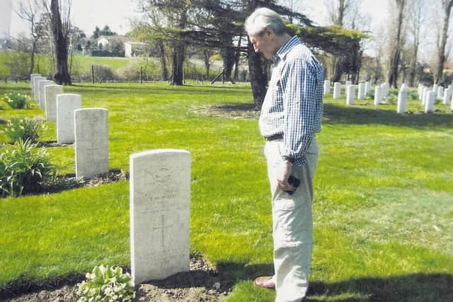 Harrogate Theatre Choir member Frank Ward visiting his brother's graveside in Padua, Italy. (Picture contributed)