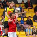 Luke Armstrong in League Two action for Harrogate Town against Morecambe. Pictures: Matt Kirkham