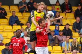 Luke Armstrong in League Two action for Harrogate Town against Morecambe. Pictures: Matt Kirkham