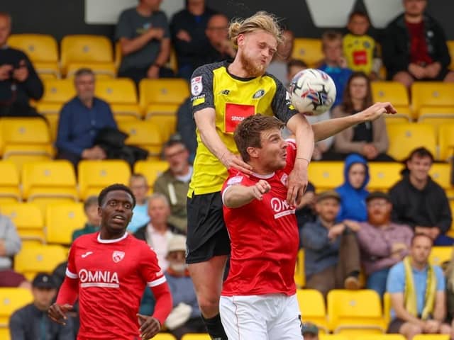 Luke Armstrong in League Two action for Harrogate Town against Morecambe. Pictures: Matt Kirkham