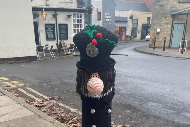 The fantastic knitted bollards created by group of secret 'guerilla knitters' in Knaresborough which was praised by North Yorkshire Police.
