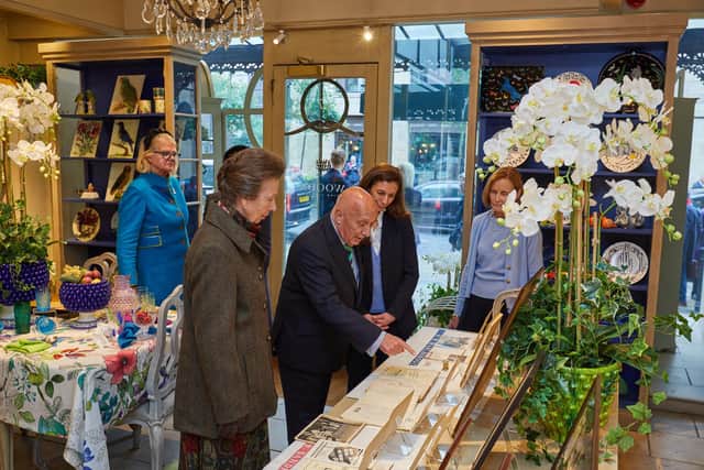 William Woods with HRH The Princess Royal at Woods of Harrogate. (Picture contributed)