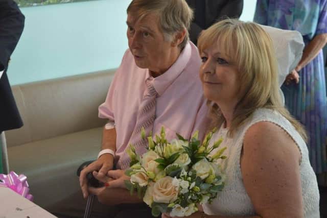 Ged on his wedding day with Kay Sugden (s)