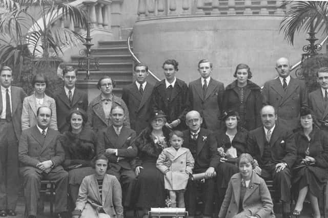 JR Ogden pictured with family and staff in 1936 in Harrogate's Winter Gardens (now Wetherspoons) after receiving Harrogates Honorary Freedom of the Borough.