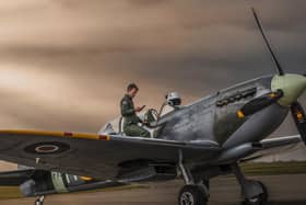 Boultbee Flight Academy co-founder Matt Jones with the Spitfire at Leeds Bradford Airport