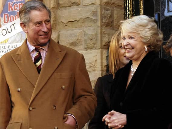 Prince Charles on a previous visit to Harrogate's Royal Hall with the late chairman of the Restoration Trust Lilian Mina.